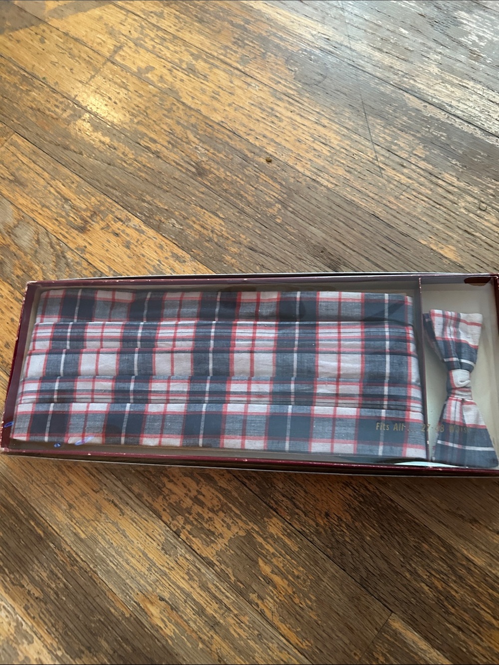 Plaid Cummerbund and Bow Tie Set - Red & Navy
